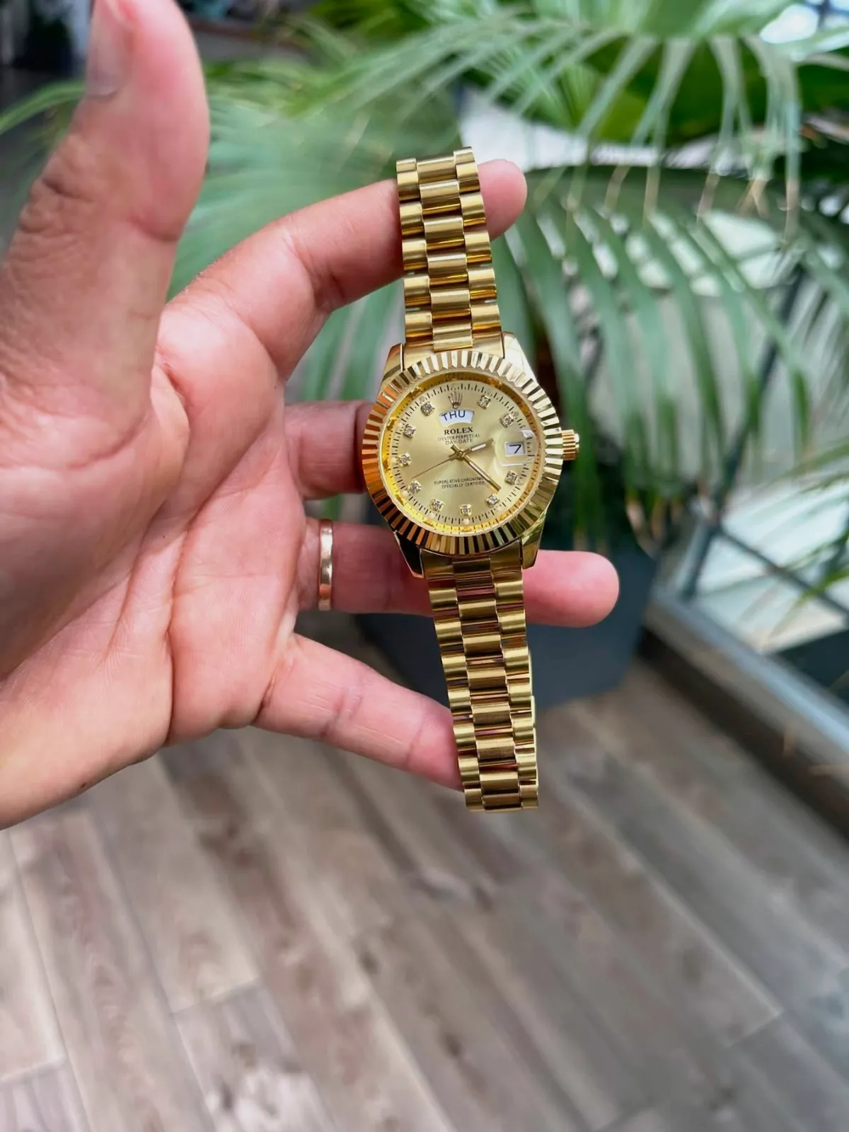 Montre analogique dorée bracelet chaîne – Rolex – doré – taille Taille unique 3