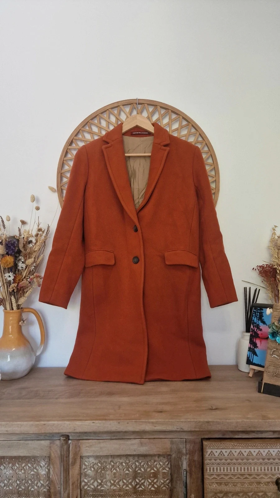 Abrigo Comptoir des Cotonniers lana cachemir teja · Wool Cashmere Coat · Manteau Laine