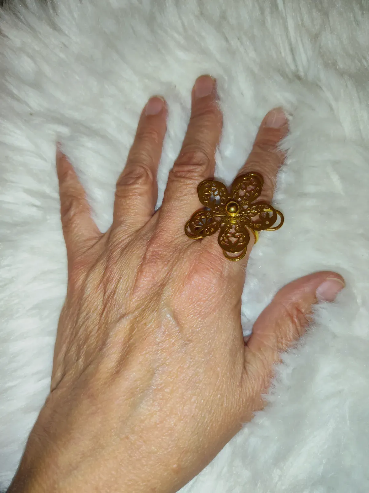Bague fleur filigranée dorée ajustable – Éclat paris – taille S 6