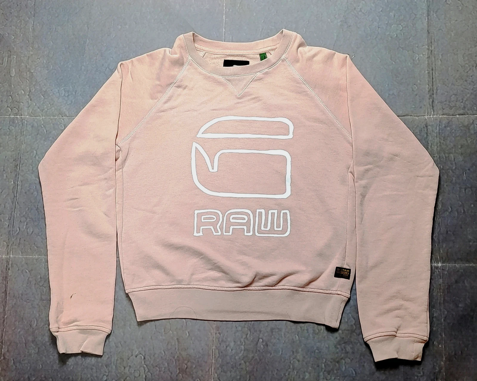 G-Star RAW Dusty Pink Big Logo Crewneck Sweatshirt - Size XS Streetwear Y2K casual