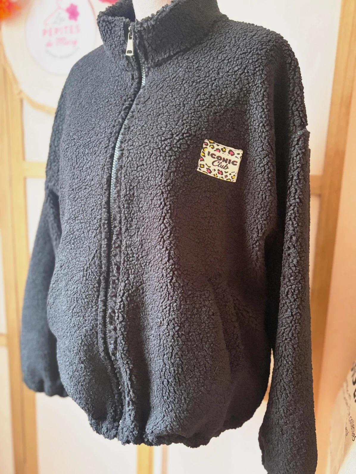 🧸Veste Teddy noir 40/46 polaire Iconic