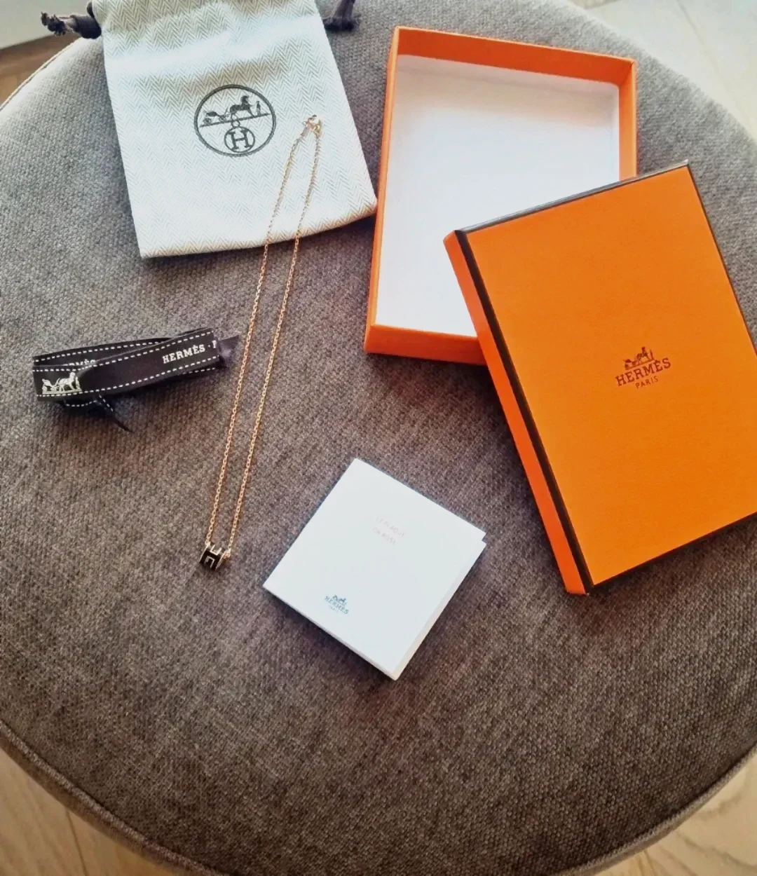 Collier Hermès chaîne fine or rose