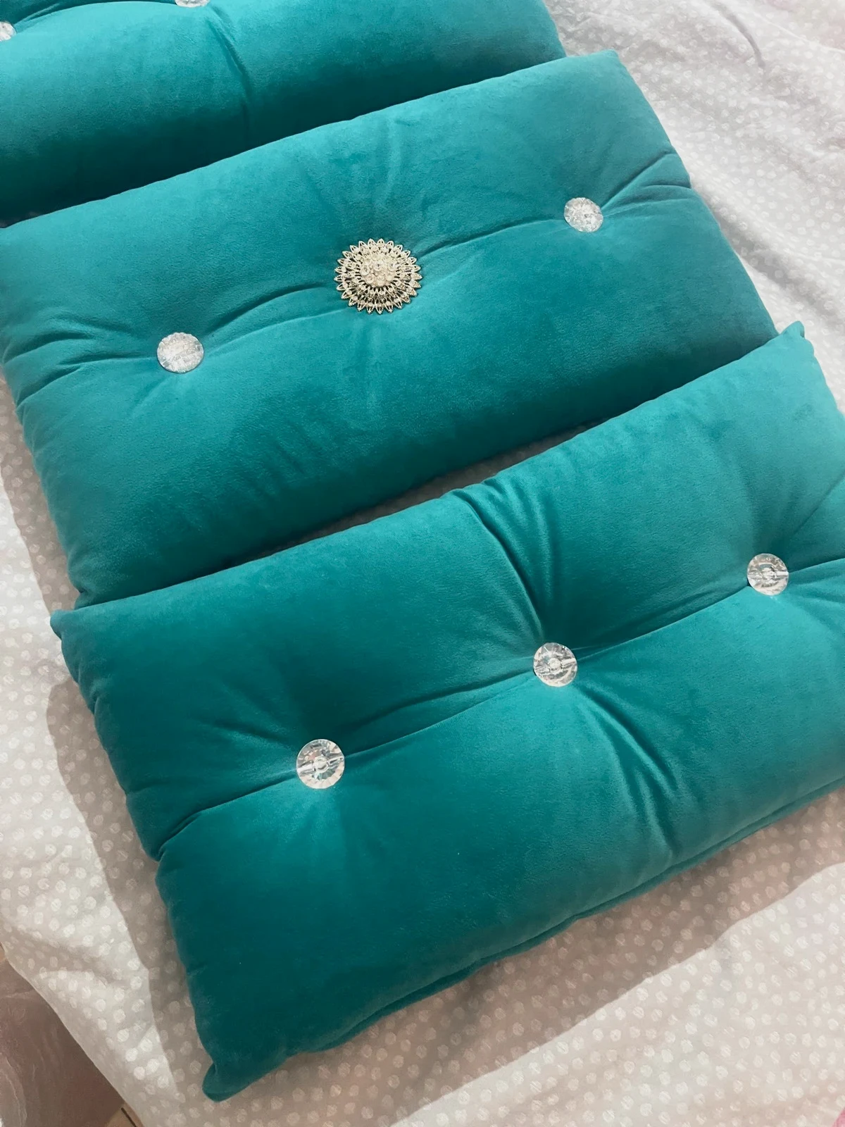 3 lujosas almohadas decorativas de color turquesa – taille Autre
