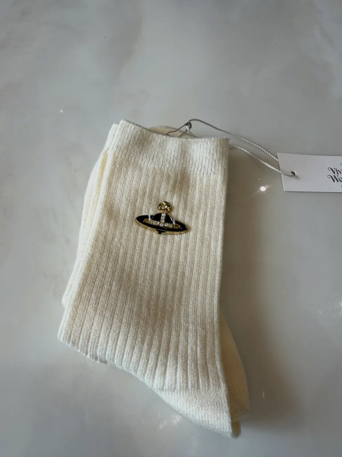 Chaussettes Vivienne Westwood en maille côtelée – Vivienne Westwood – écru – taille Taille unique 3