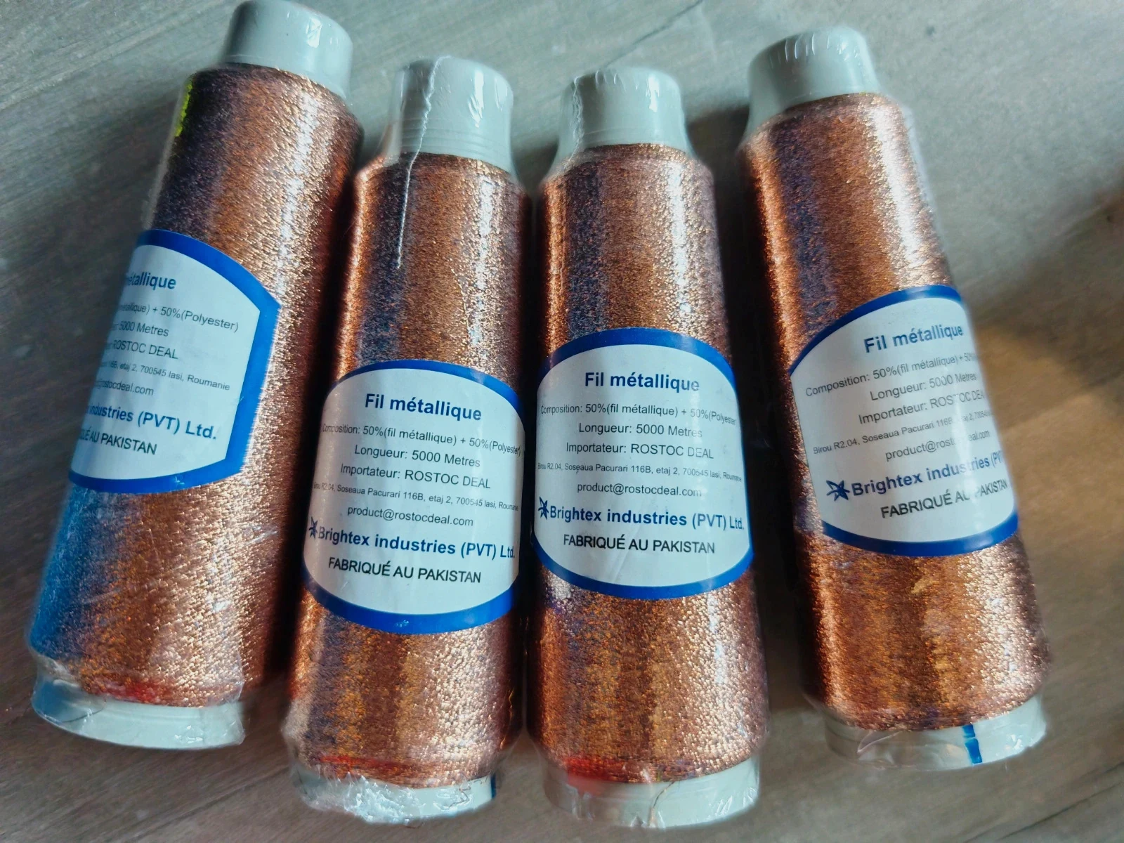 🧵 Lot de 4 bobines de fil métallique cuivré 5000 m – Neuf