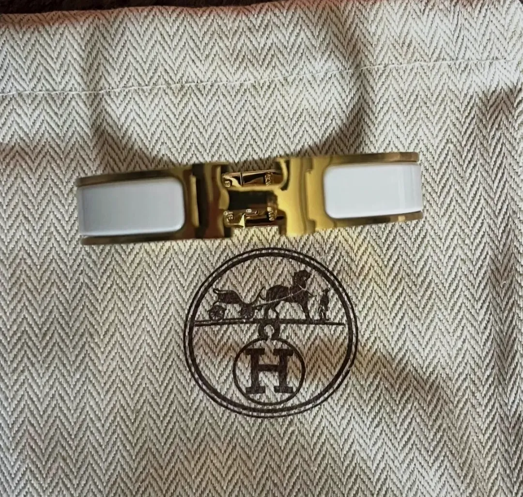 Bracelet Hermès Clic H émail blanc orange – Hermès – blanc et orange – taille Taille unique 9