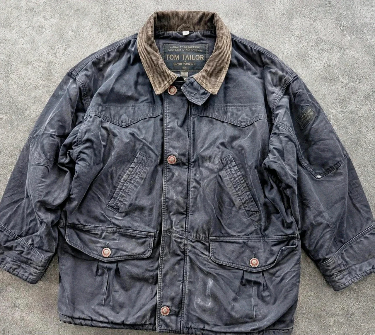 Veste Tom Tailor Vintage Field Jacket Workwear Utility Col Velours M