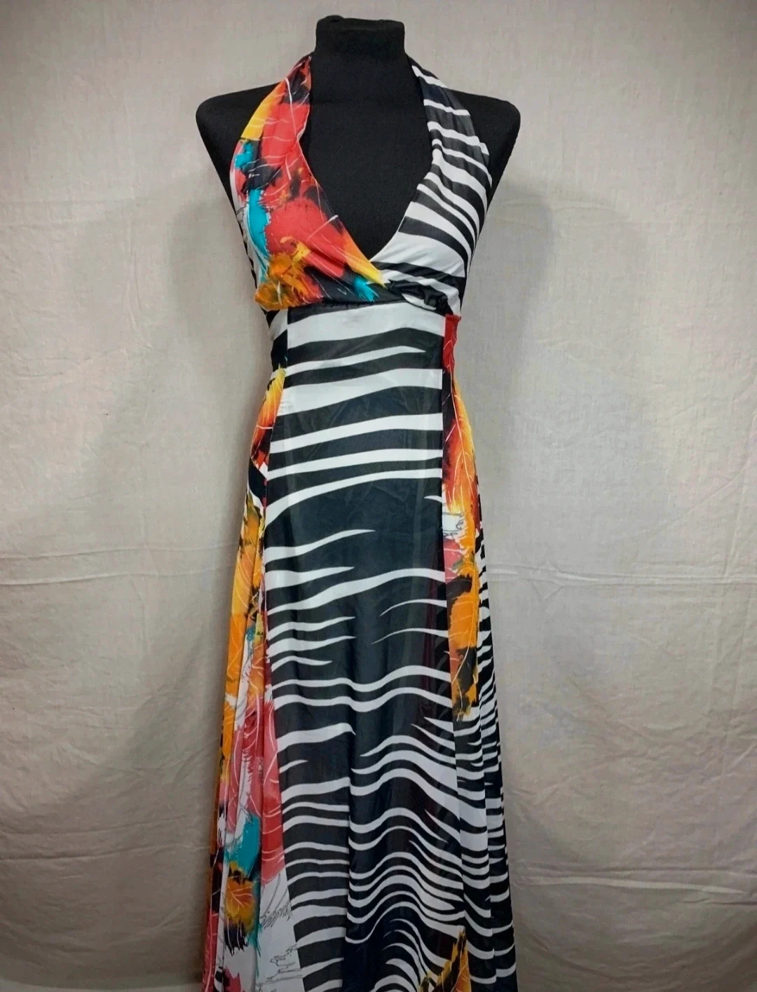 Vestido Largo Fiesta Estampado de Cebra y Floral | Long Party Dress Zebra and Floral Print