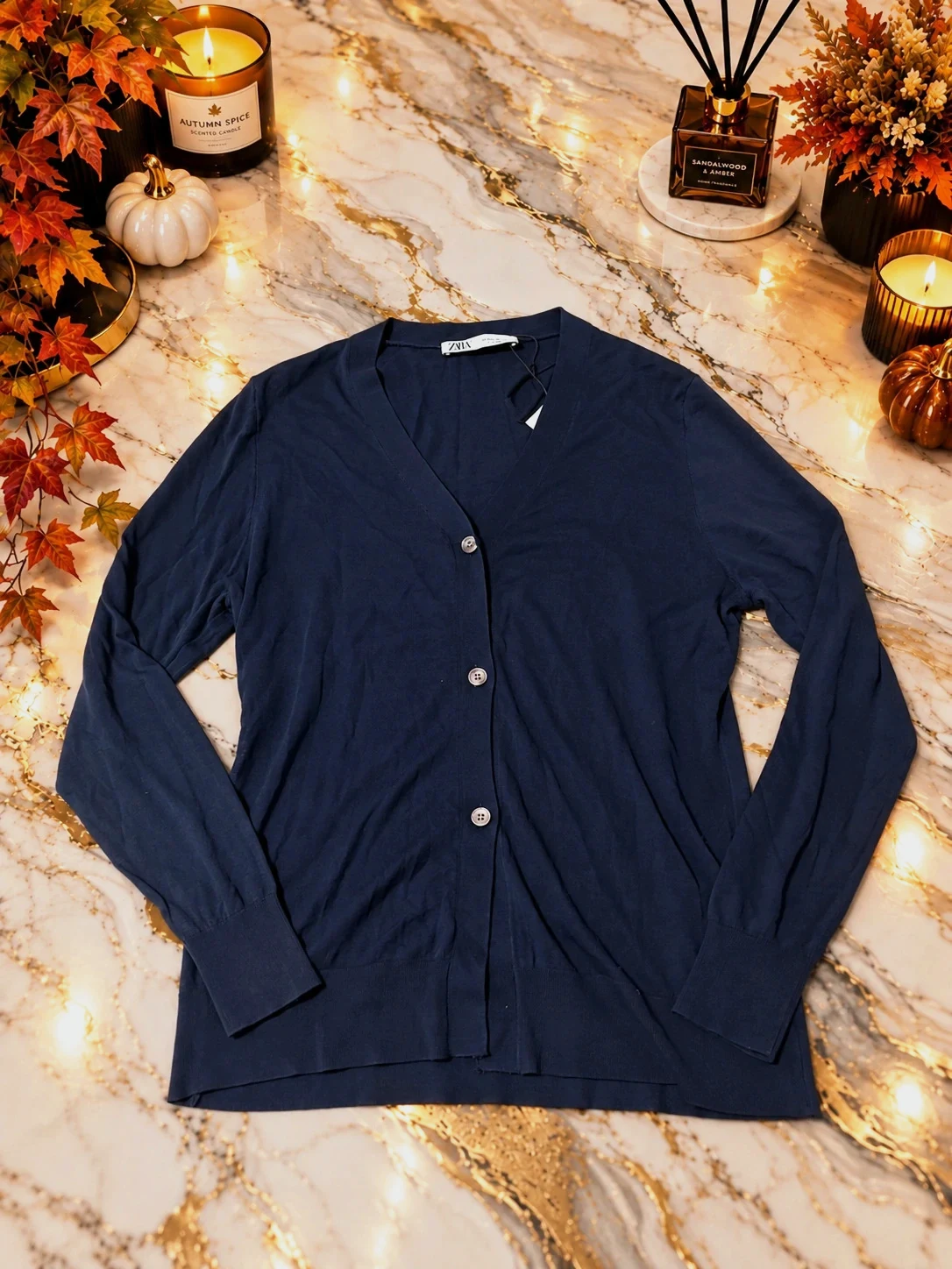 Gilet cardigan Zara bleu marine – Taille XL – Col V
