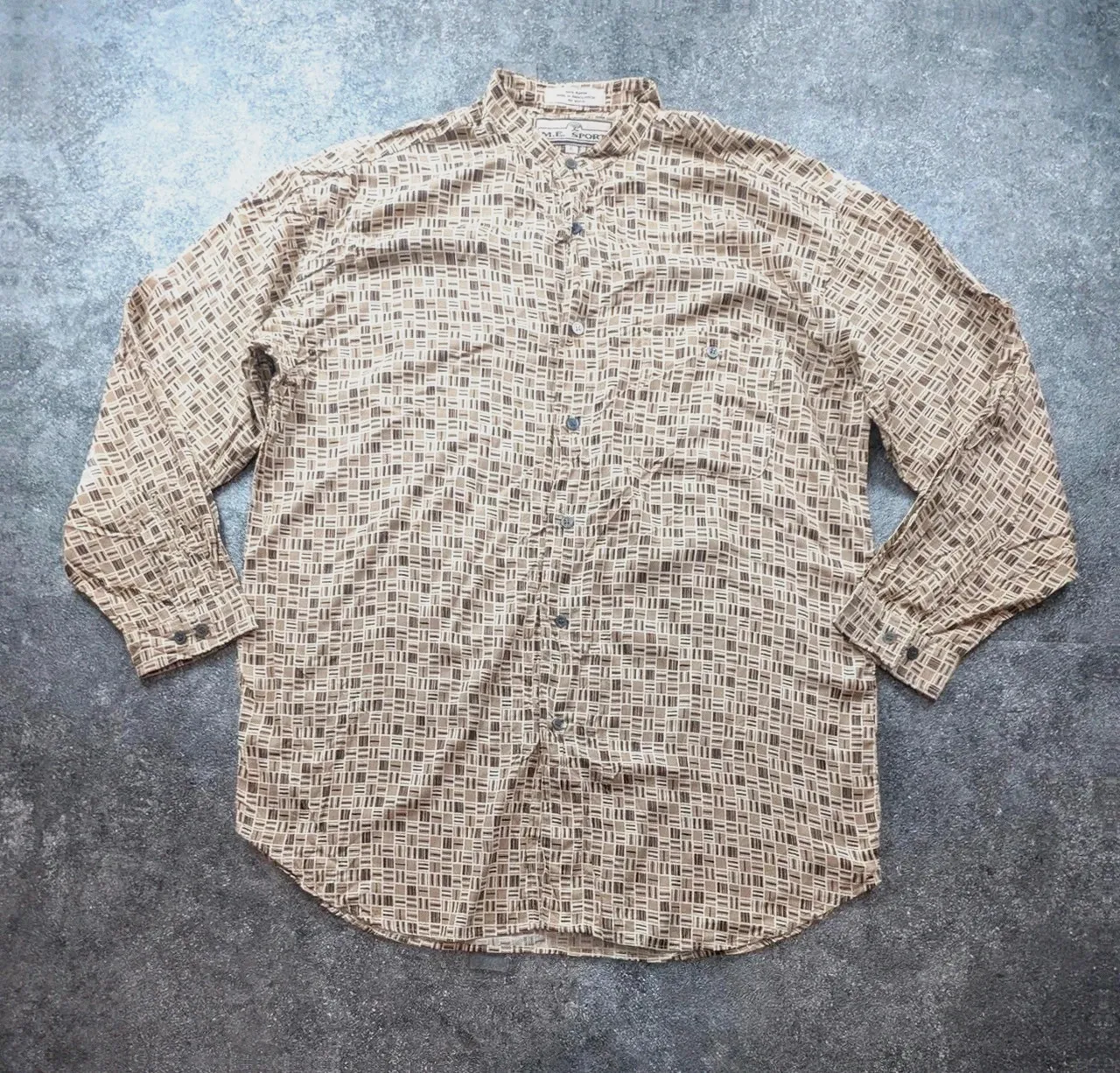 Chemise homme vintage 90s M.E. Sport Xl rayonne motif géométrique rétro oversize – Vintage Dressing – taille XL 2