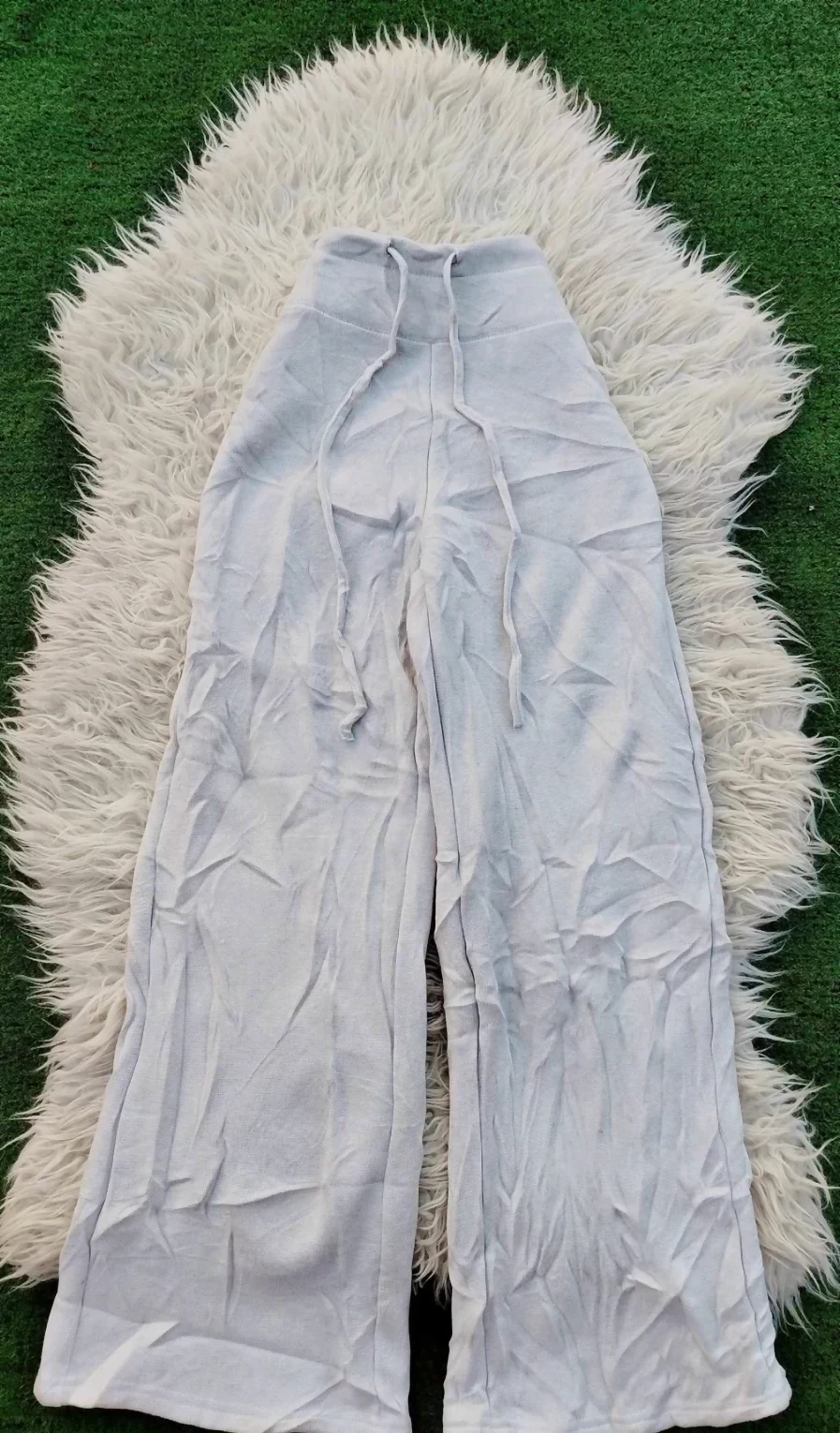 Pantalon large blanc effet froissé