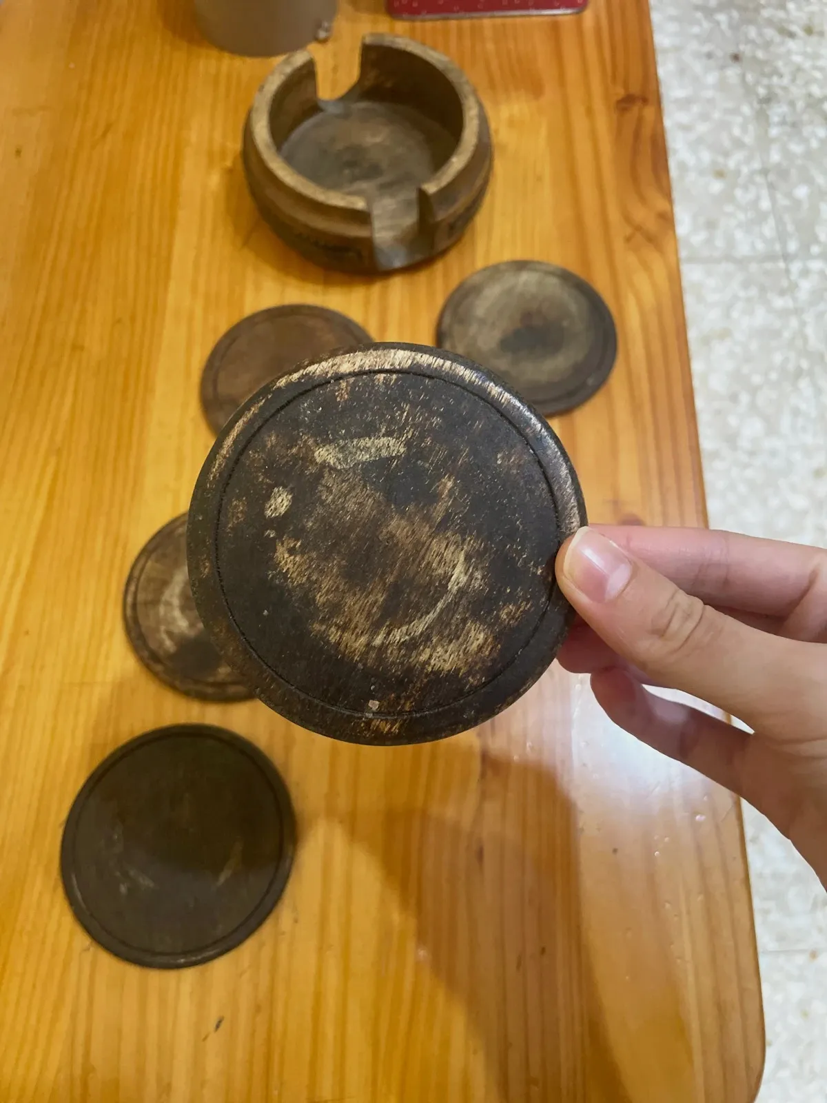 6 posavasos de madera + soporte – Madera 4