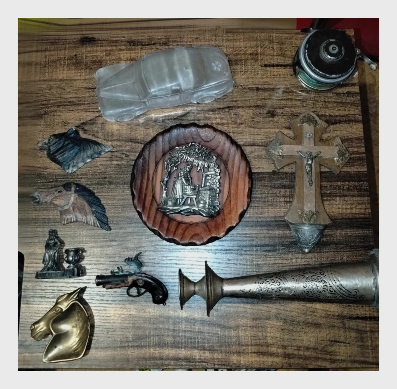 Lot objets déco vintage brocante laiton étain collection rétro