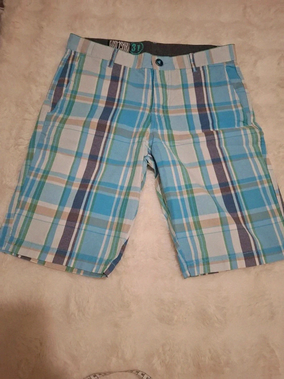 Short Volcom à carreaux bleu / blanc - Taille 31 - Style casual / skate