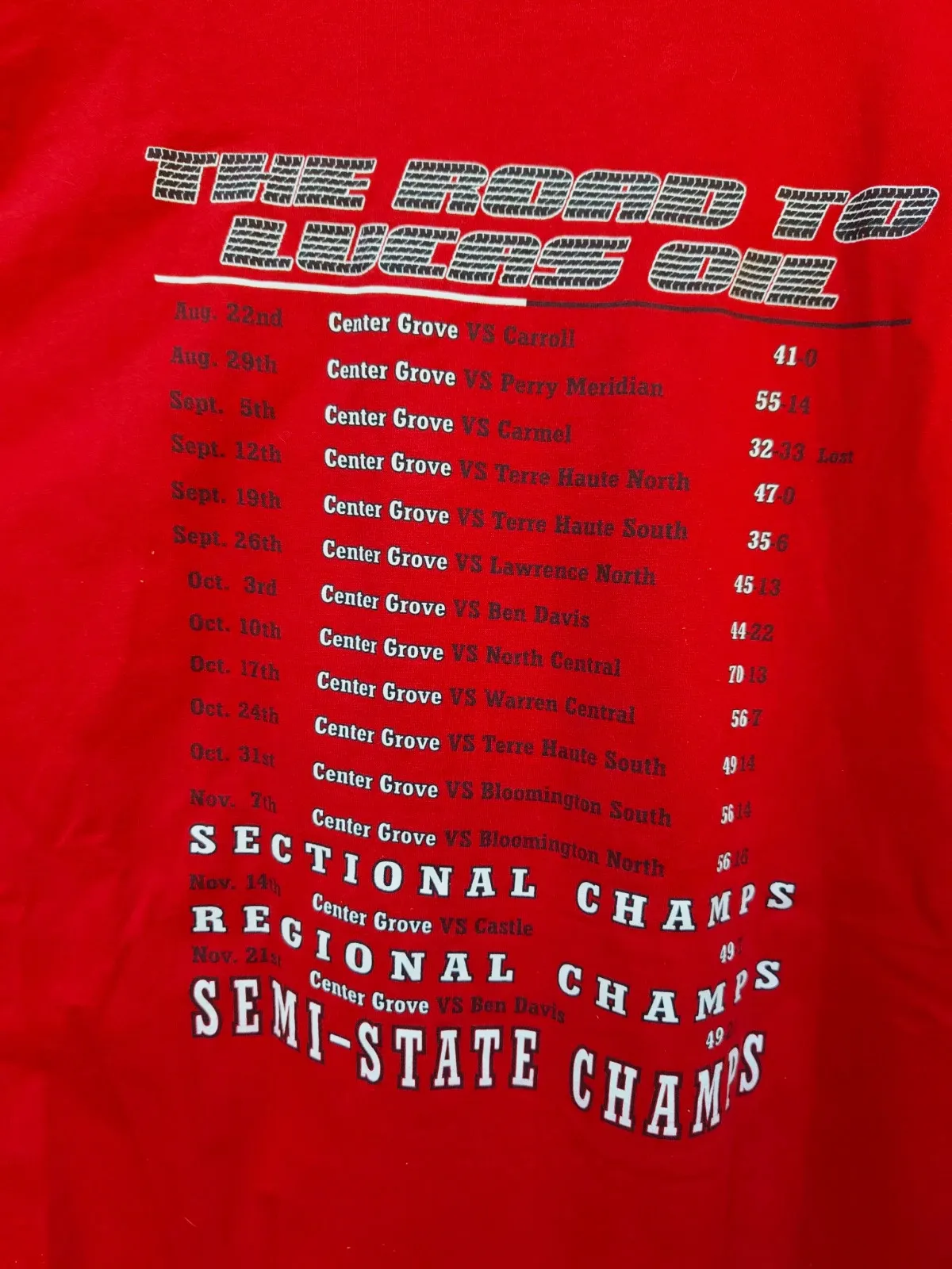T-shirt rouge Center Grove State Finals 2008 – Jerzees – rouge – taille XL 4