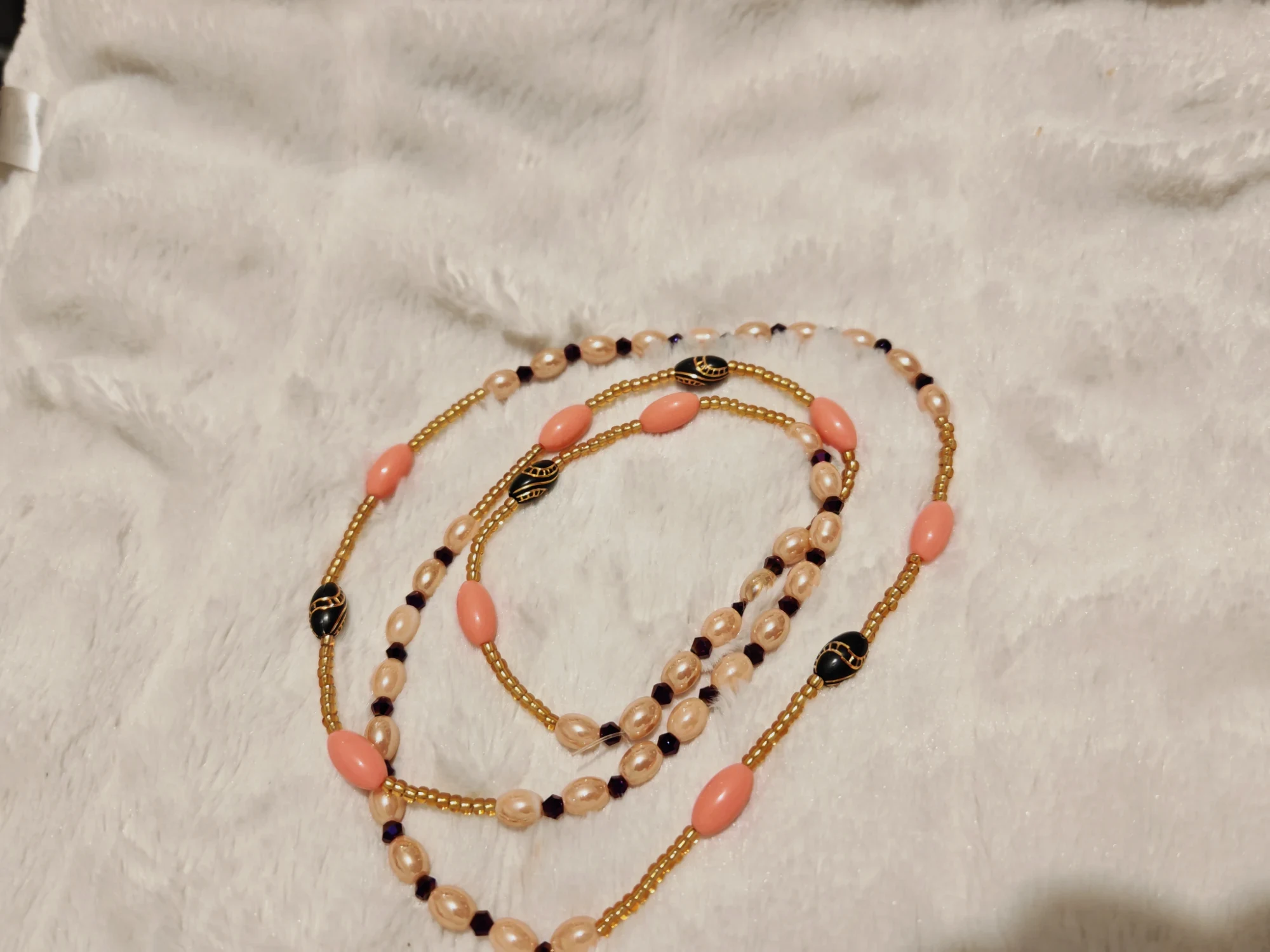 Women waistbeads with Pink and Black Beads M