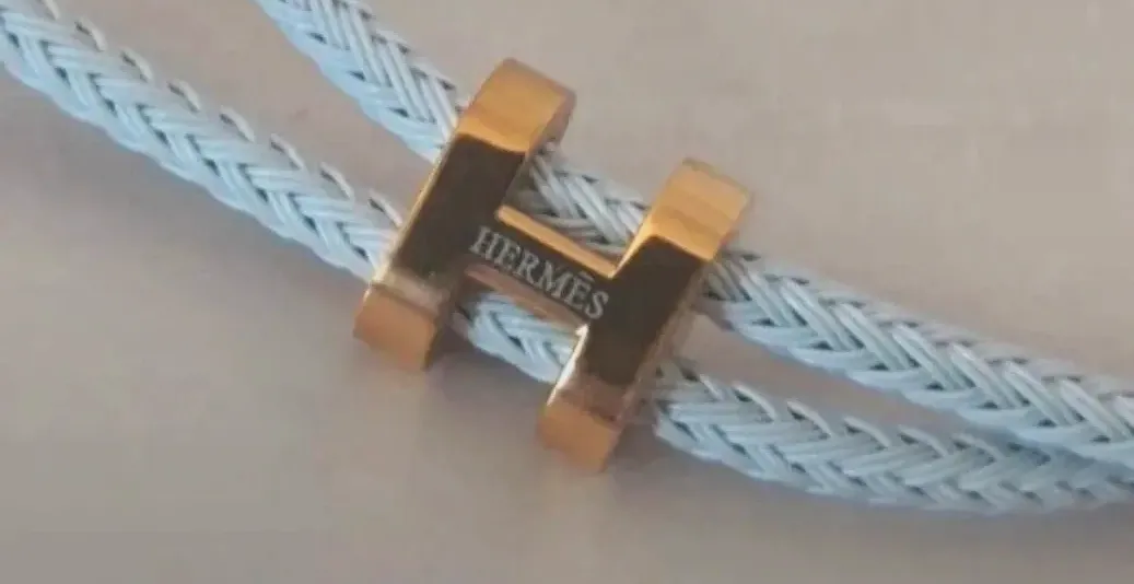 Bracelet corde blanche fermoir H – Hermès – blanc 4