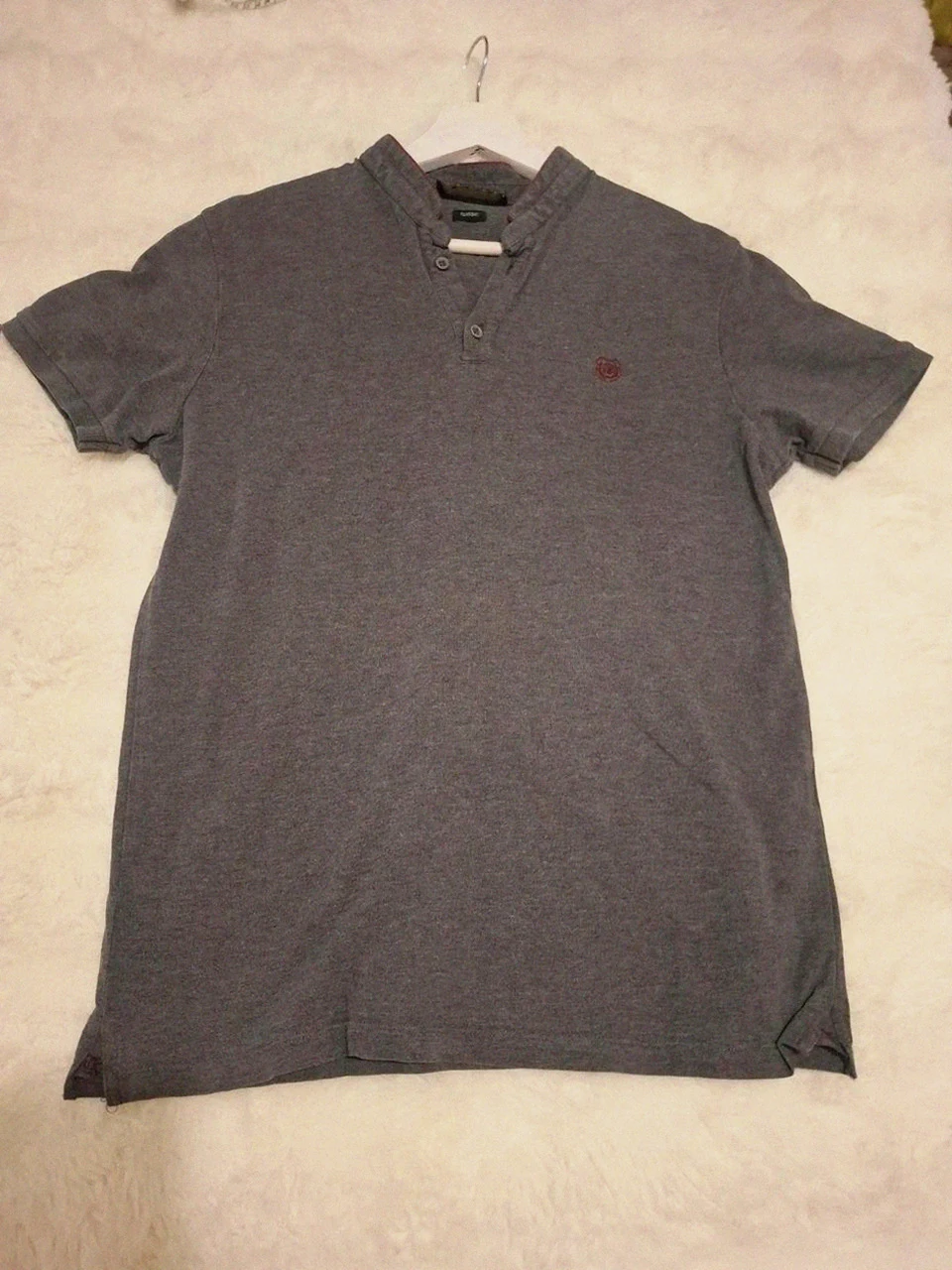 Polo The Kooples Sport Classic - Gris Chiné - Col Mao / Zippé - Manches courtes - Taille M