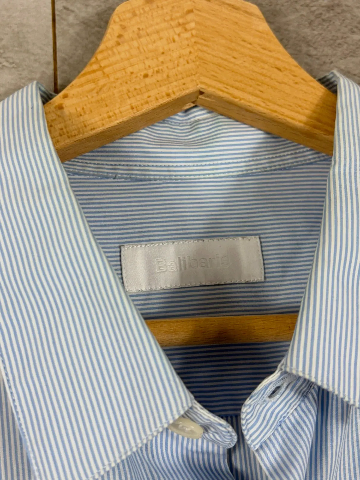 Balibaris hommes chemise rayée taille 41 coton bleu ciel business bureau casual classique – Balibaris – taille 41 cm 4