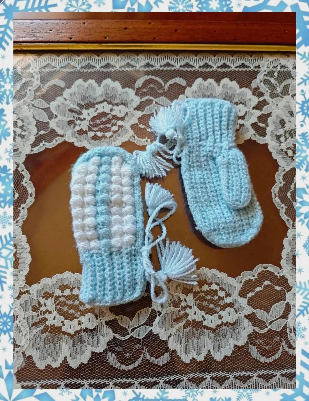 🌺Bonitas manoplas de lana para bebé