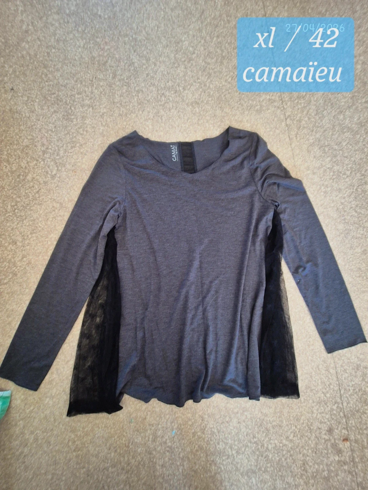 T. Xl camaïeu haut manches longues