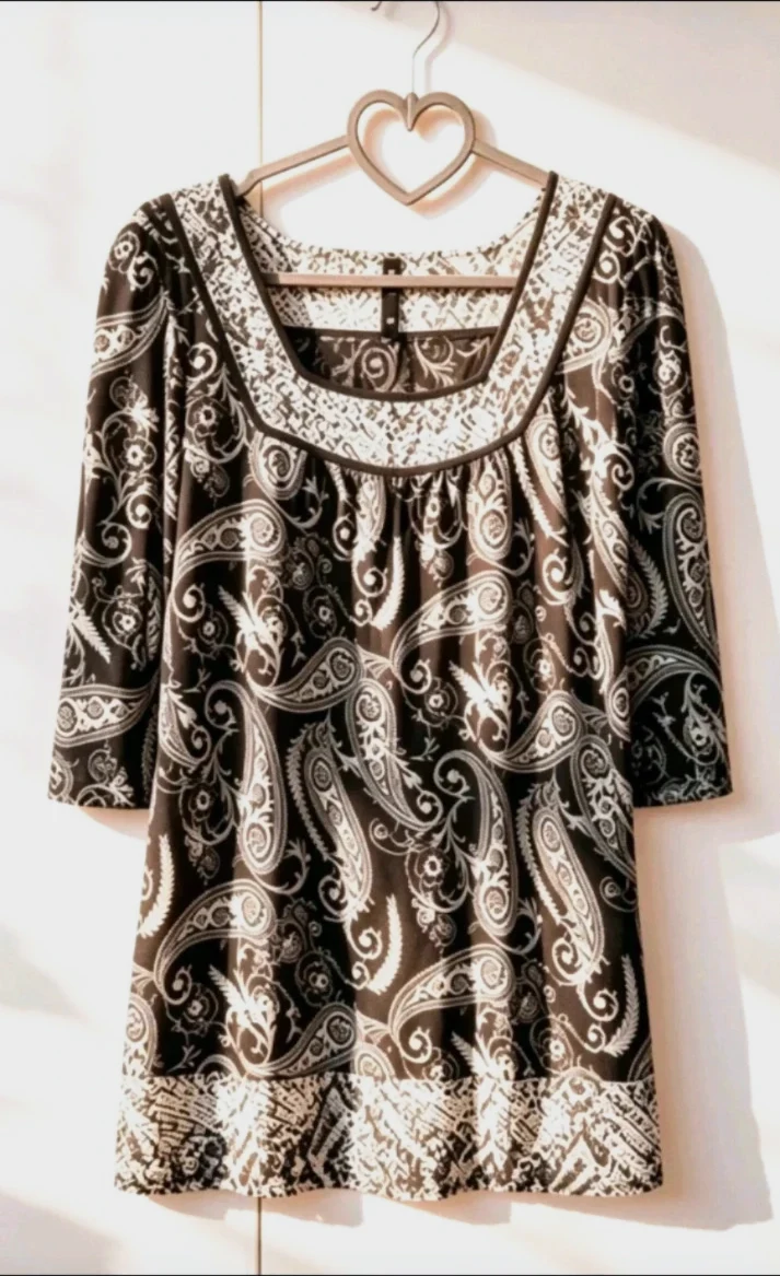 Next Black & White Paisley Sequin Top | Size 8 | Summer Coastal Beach Holiday Boho Indie Hippie