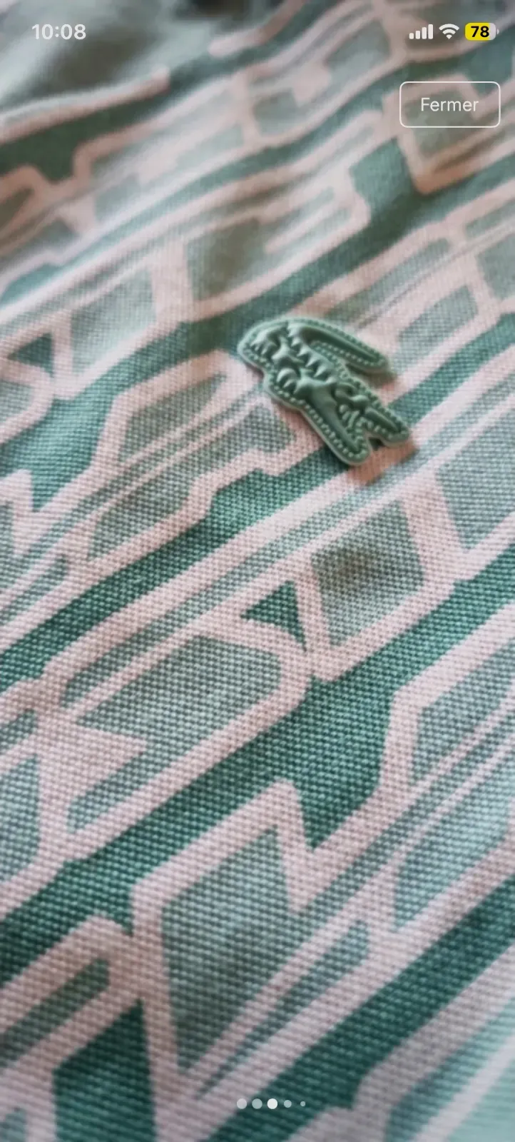 Polo rayé turquoise blanc manches courtes – Lacoste – turquoise et blanc – taille S 3