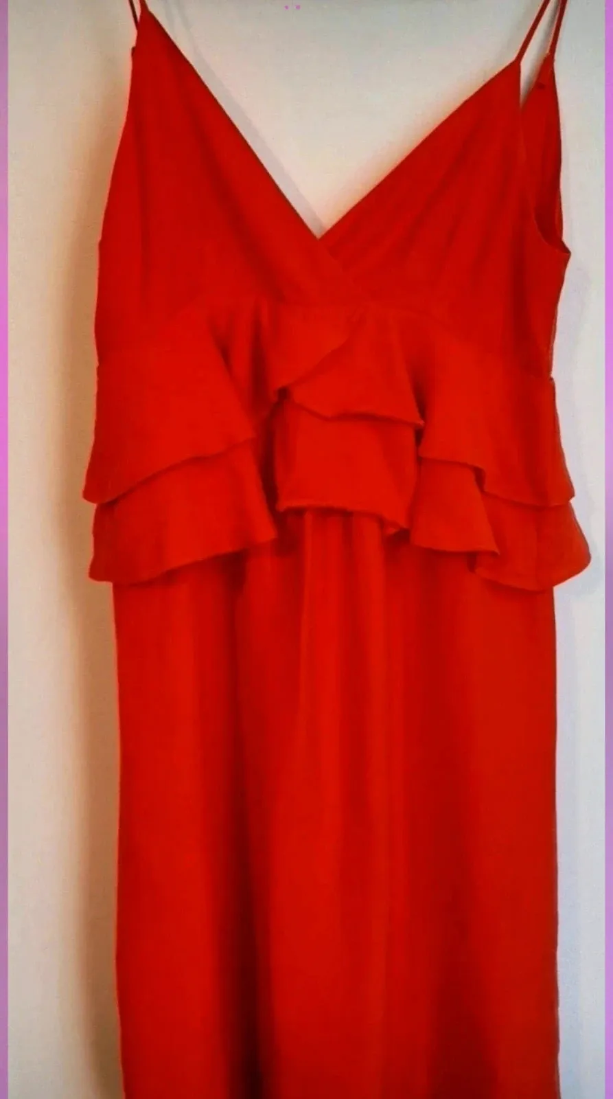 Vestido rojo de tirantes con volantes - Mango (MNG Suit) - Talla S – MNG Suit – taille S / 36 / 8 2