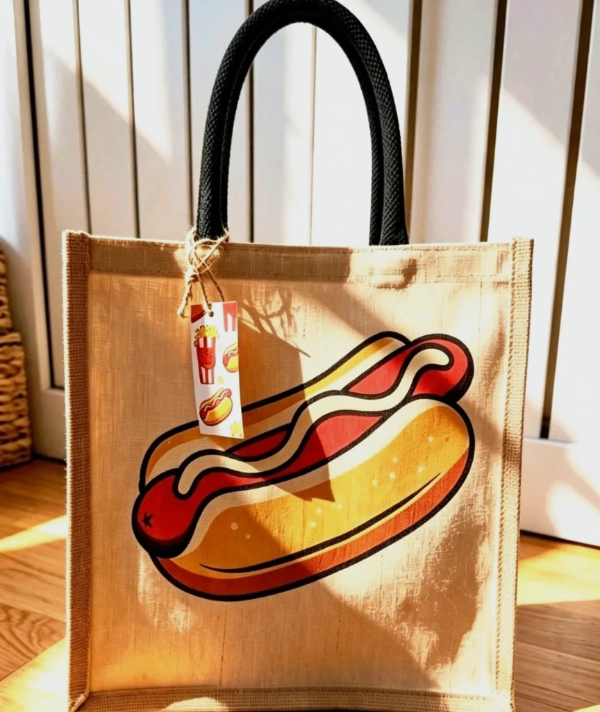 New Hotdog Canvas Jute Tote Bag