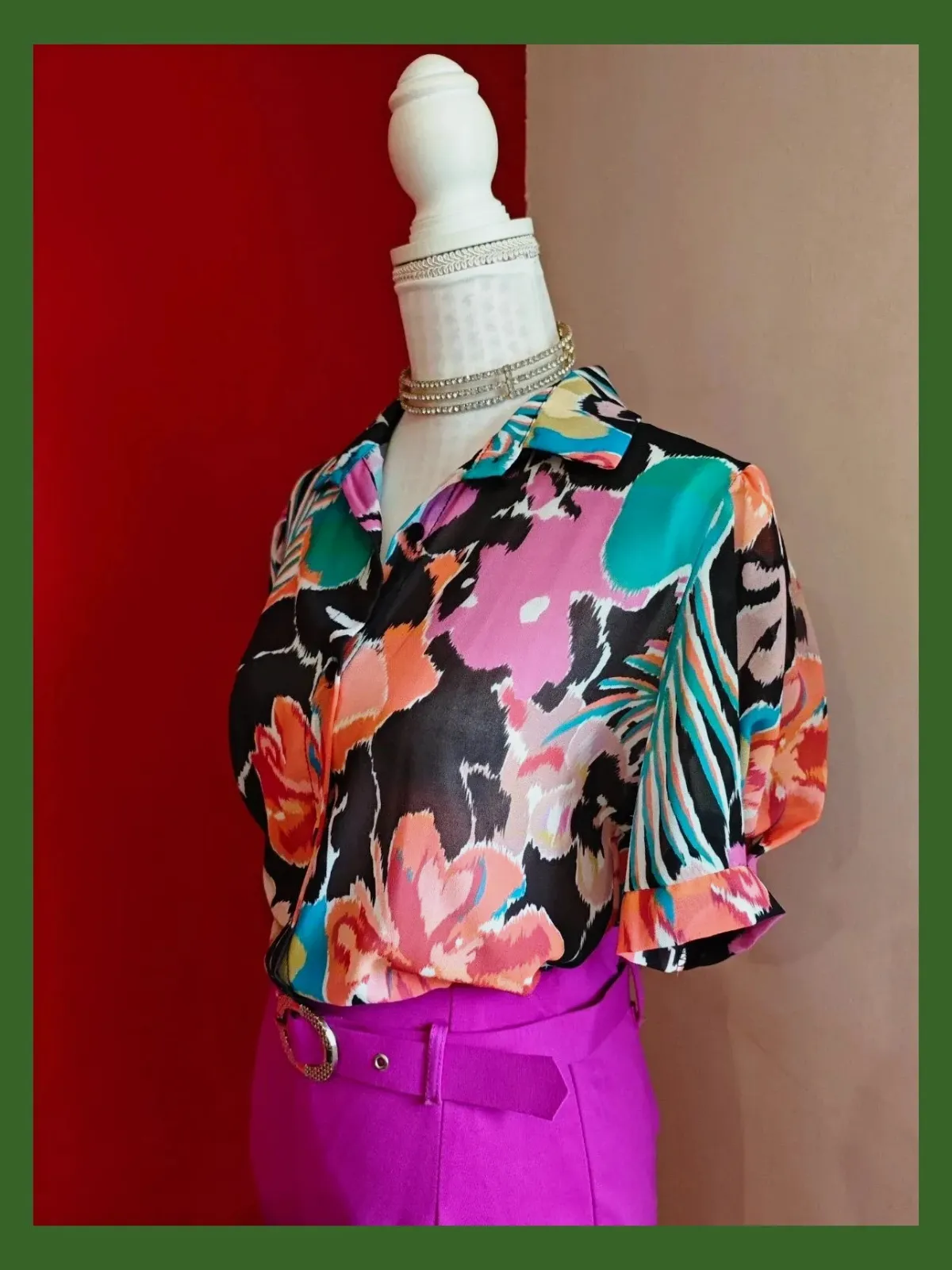 🌺Preciosa camisa de gasa estampado floral multicolor – New Collection – taille XL / 42 / 14 3