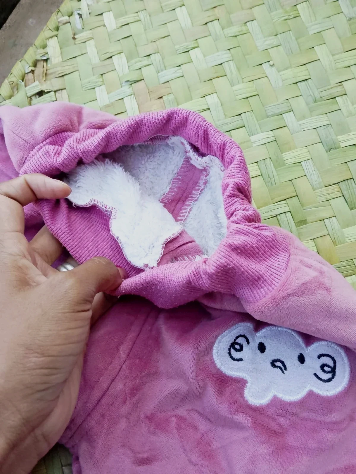 Chaussons bébé rose nuage doublé