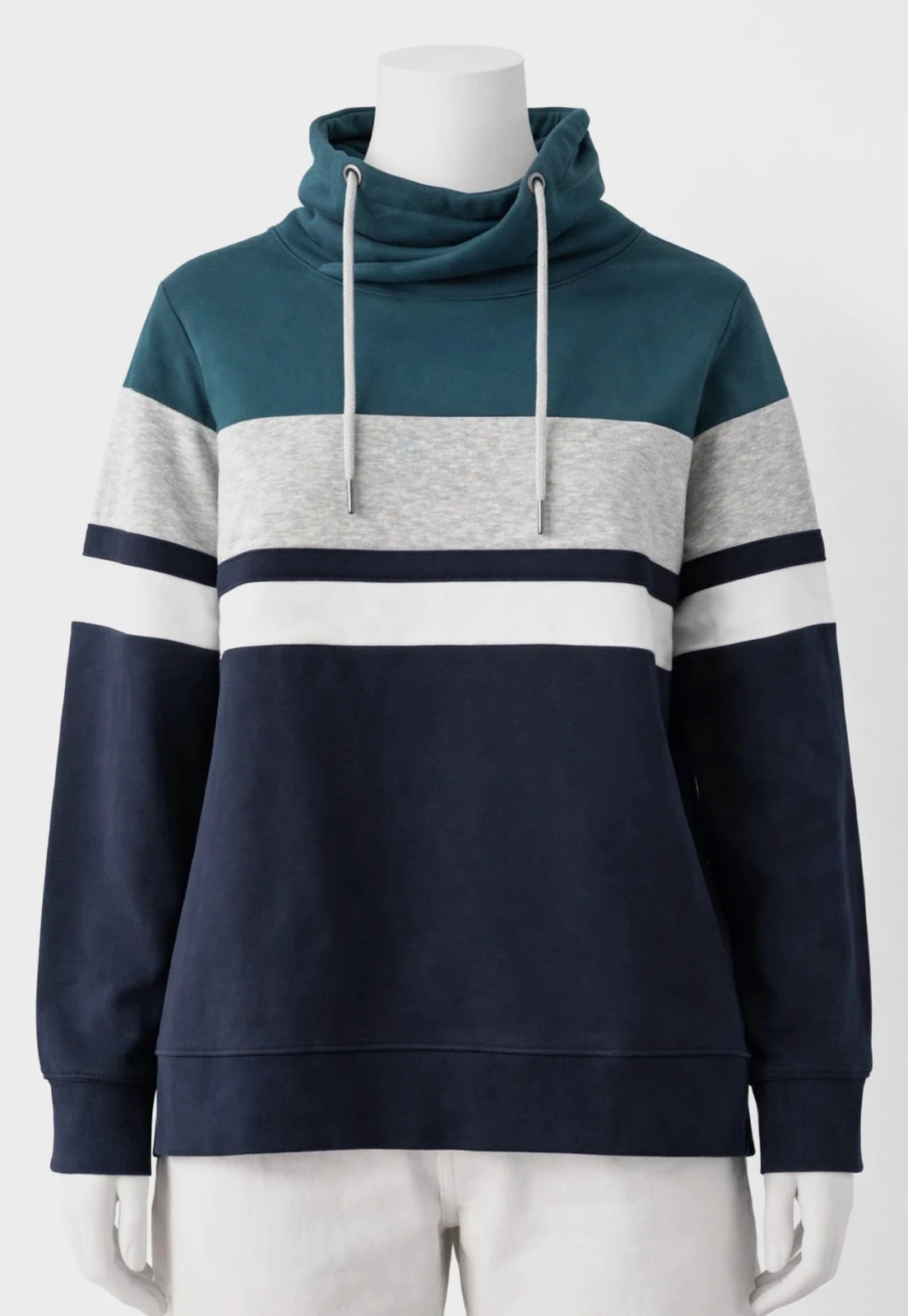 Sweat capuche Jules bleu vert bandes style sport