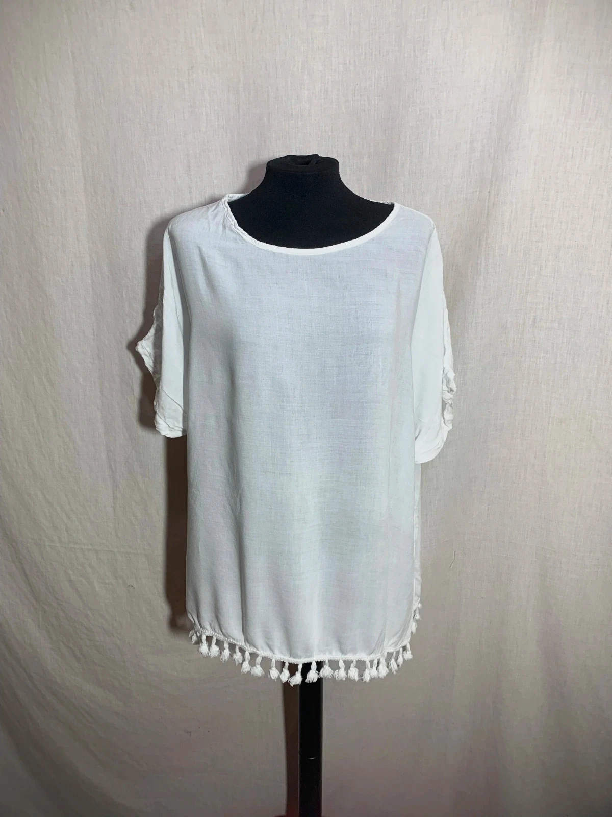 Túnica Tipo Caftán Blanca | White Kaftan-Style Tunic – taille XL / 42 / 14