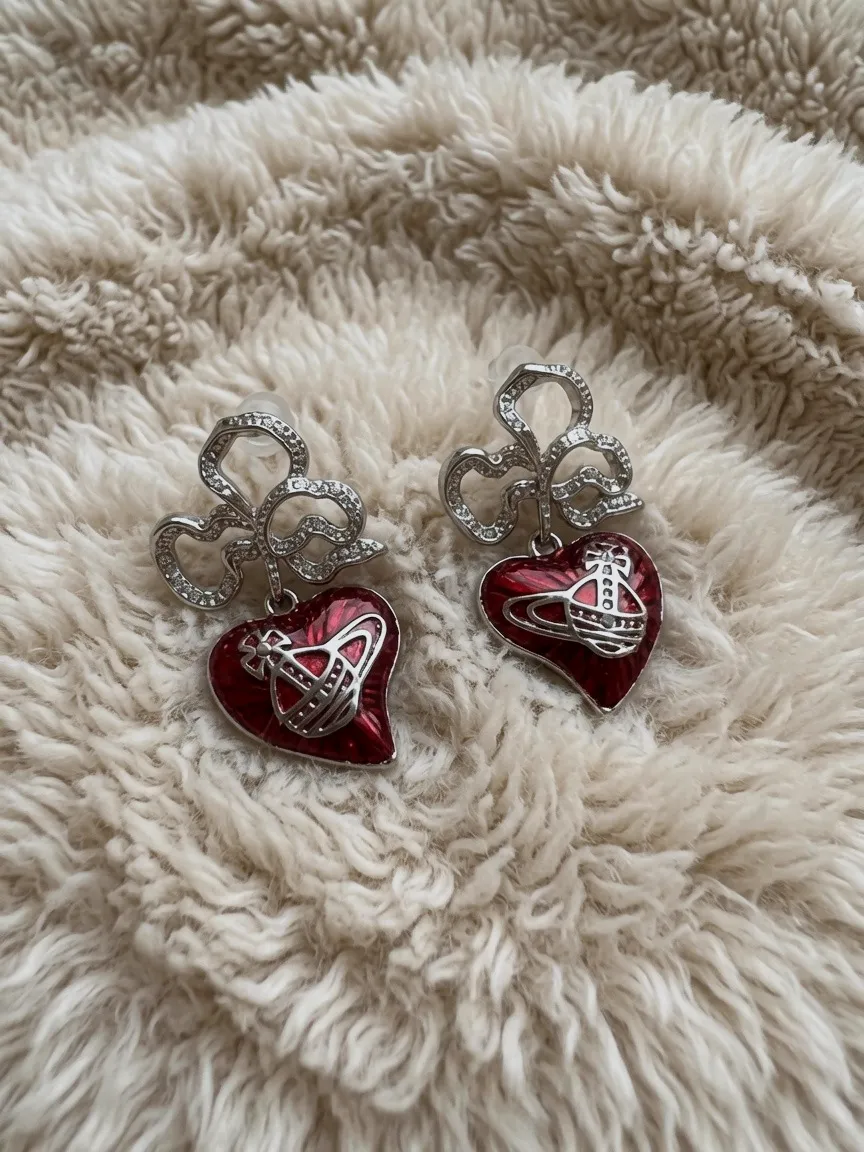 Boucles d'oreilles cœurs rouges strass – Vivienne Westwood – rouge 5