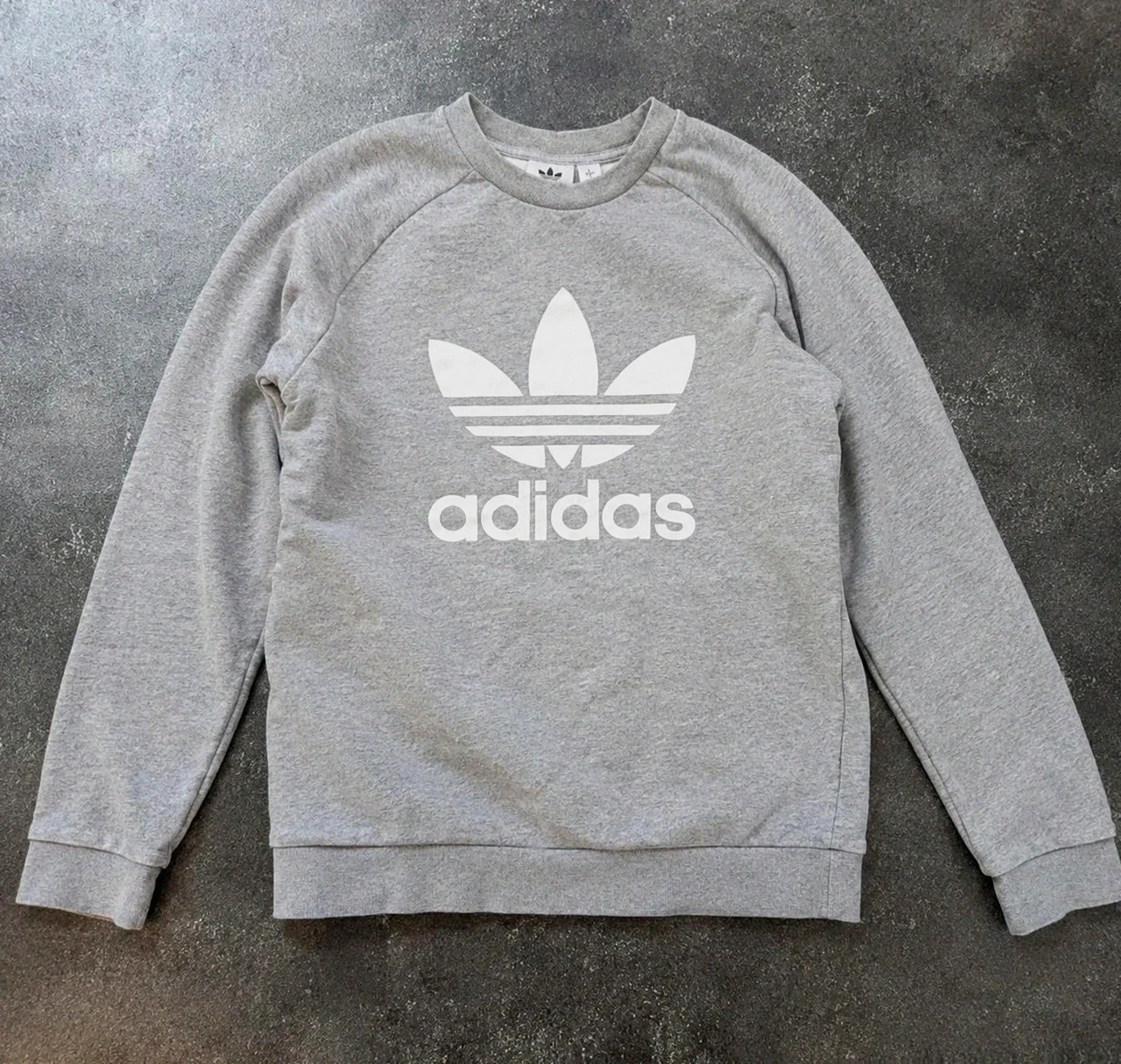 Sweat Adidas Originals Trefoil Gris Logo Blanc 100 % Coton Taille M Homme Unisexe