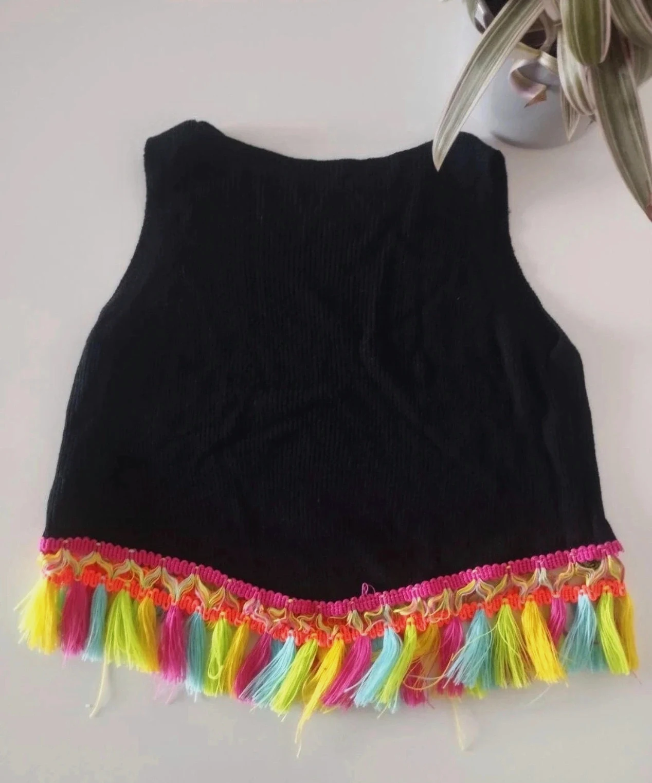 Top Negro de Flecos - Talla S - (sin etiqueta) – taille S / 36 / 8