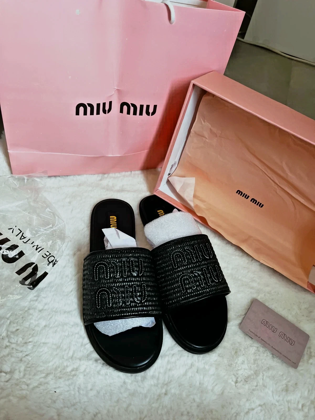 Miu Miu Black Slides Sandals