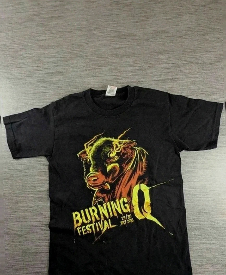 T-shirt merch Burning Q Festival 2016 noir print hardcore metal hard rock Fruit of the Loom S/M