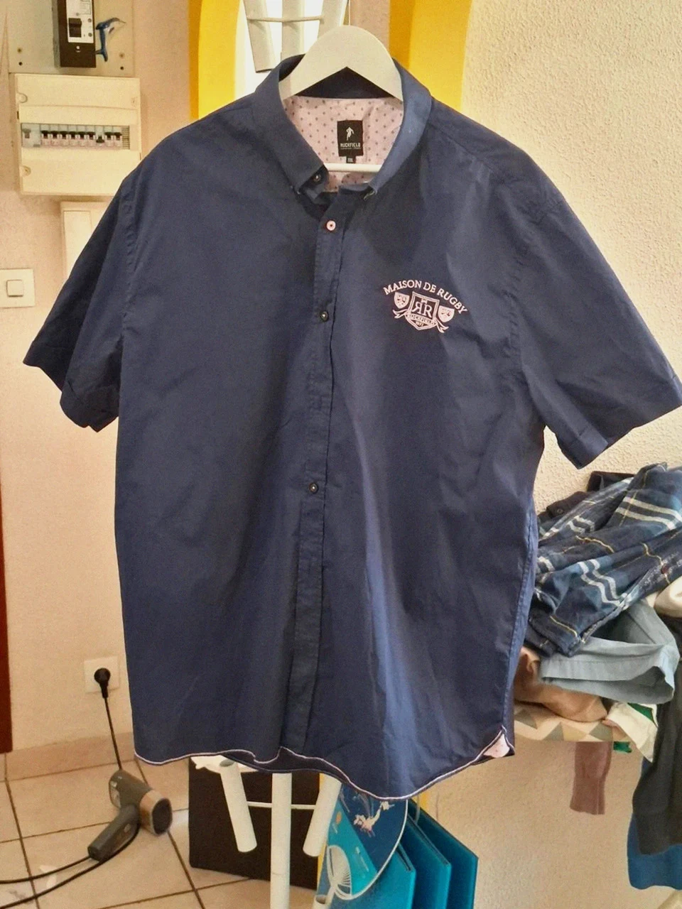 Ruckfield Chemise Manches Courtes Bleu Marine Sébastien Chabal T.XXL