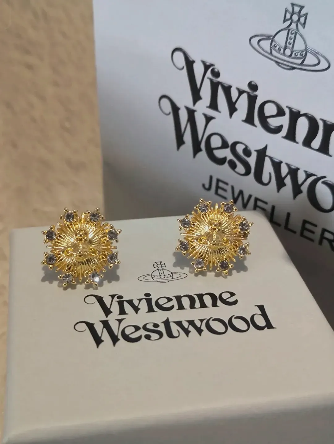 Boucles d'oreilles Vivienne Westwood dorées strass – Vivienne Westwood – doré – taille Taille unique 4