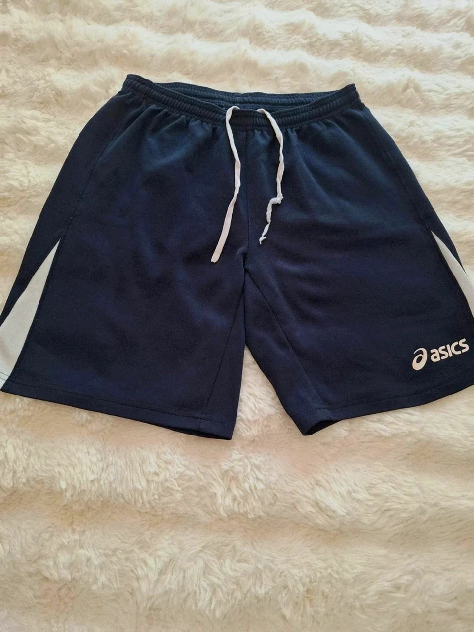 Short Asics de Sport / Training - Blanc et Bleu marine - Taille 164 cm / XS Adulte