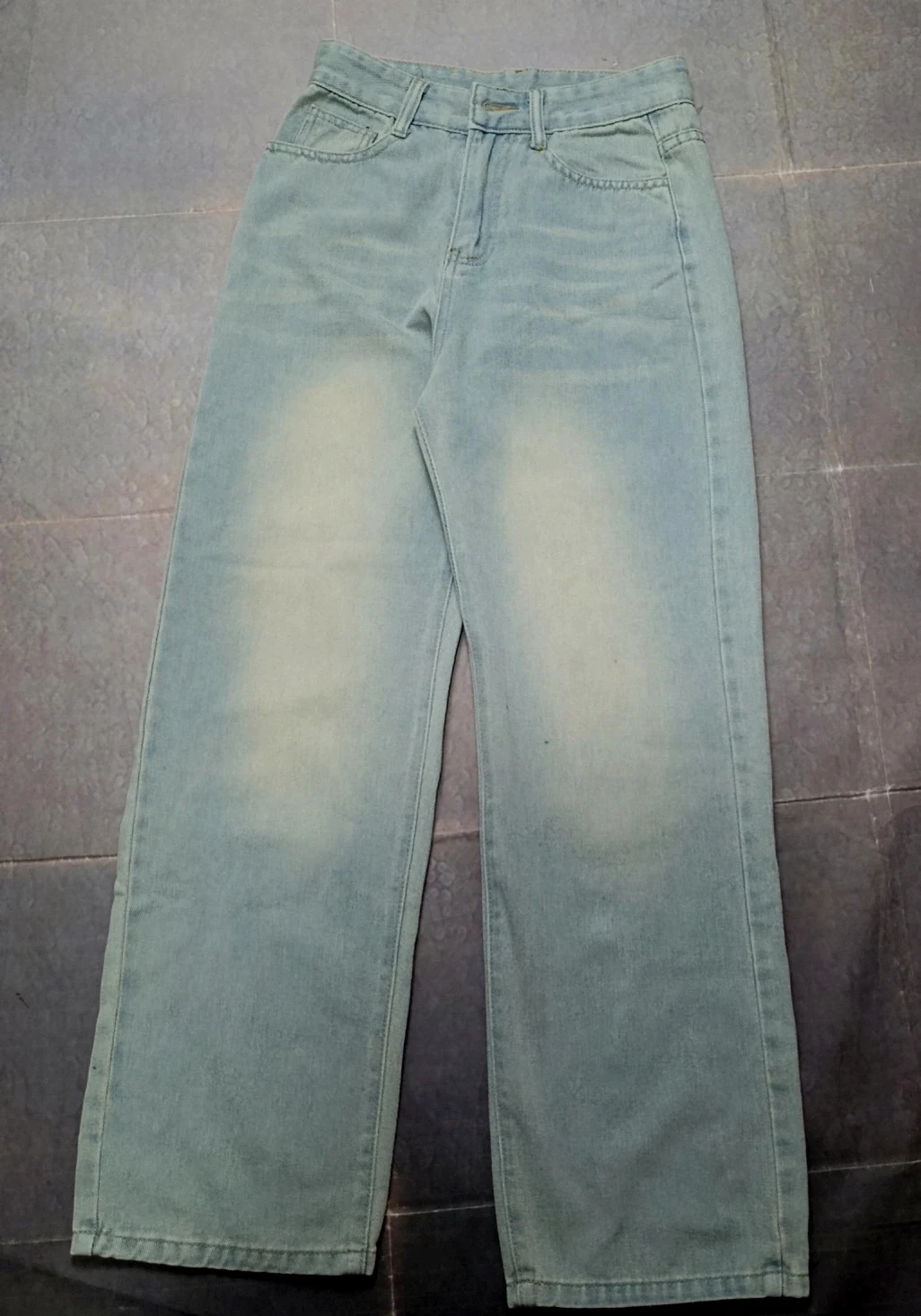 Niu Niu Shop Light Blue High Waist Wide Leg Jeans M / Jean Wide Leg / Pantalon Large