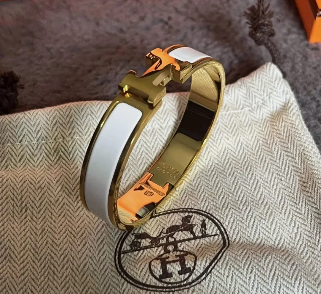 Bracelet Hermès Clic H émail blanc orange – Hermès – blanc et orange – taille Taille unique 5