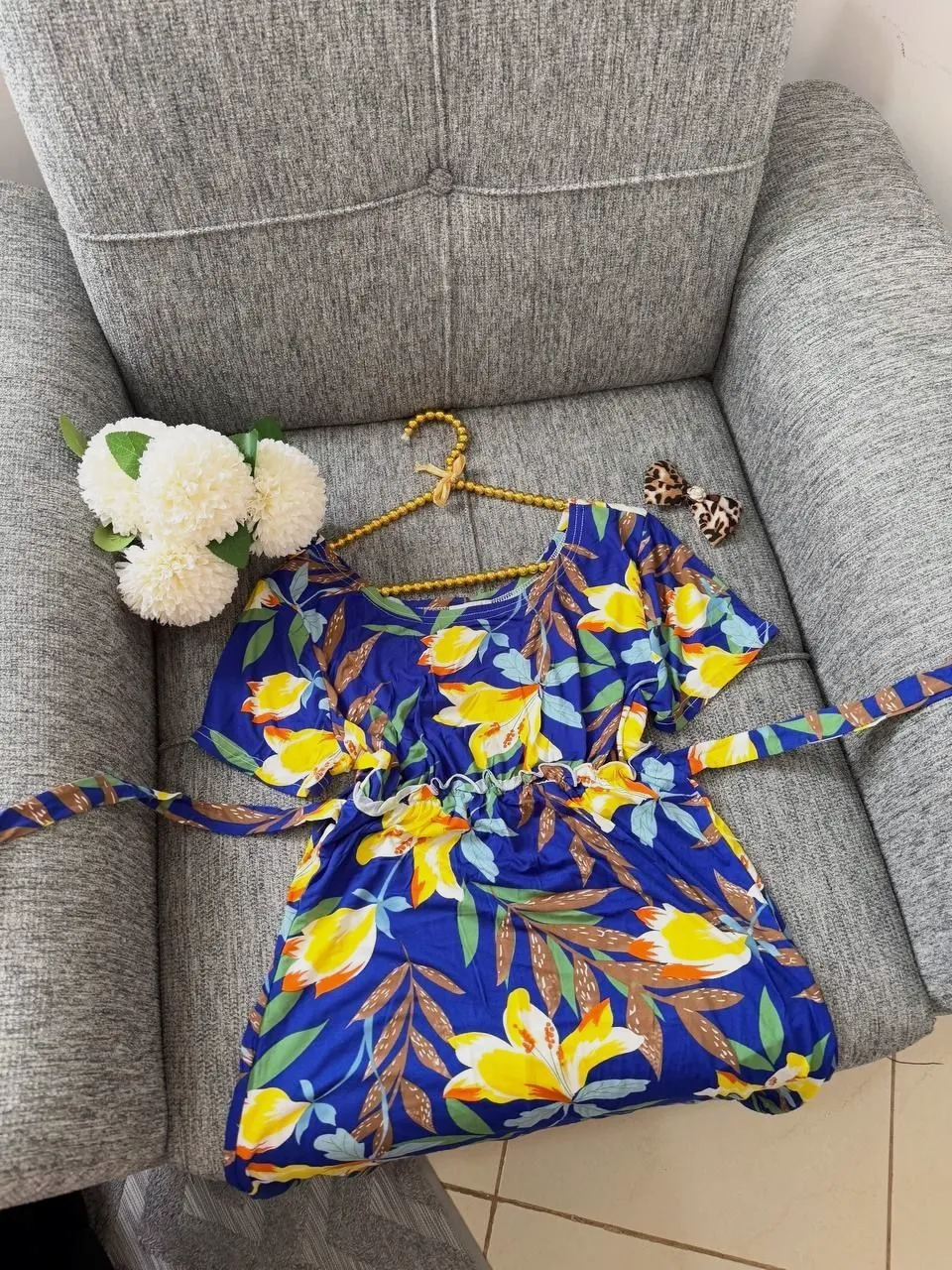 Robe léopard manches courtes enfant – Sans marque – multicolore (léopard marron/beige, pêche, bleu marine, bleu) 7