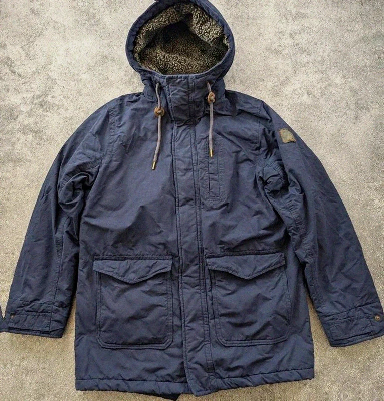 Parka Hollister California homme M bleu marine – veste hiver doublée sherpa à capuche