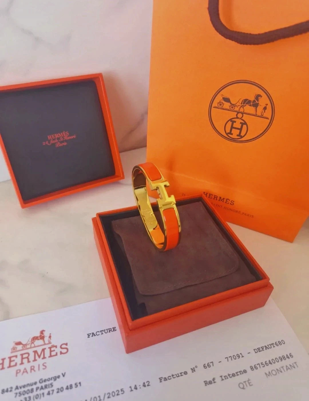 Bracelet Hermès Clic H GM orange or