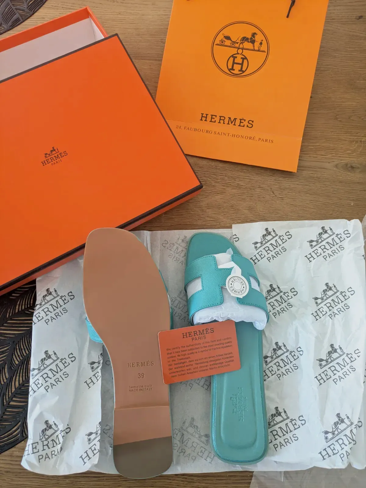 Hermès Oran mules turquoise taille 39 neuve – Hermès – turquoise – taille EU 39 3
