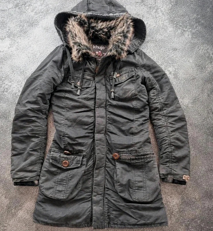 Parka Khujo Vintage Gmt Y2K gris anthracite style workwear utility taille S