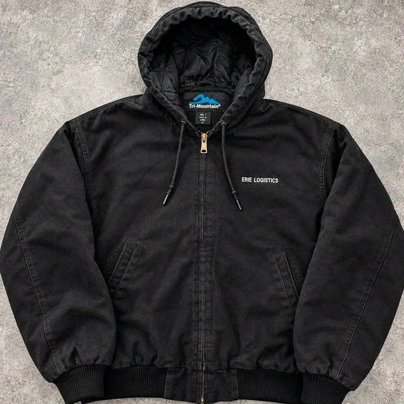 Veste workwear tri-Mountain 2XL noire – Hooded Active Jacket – toile coton doublée YKK