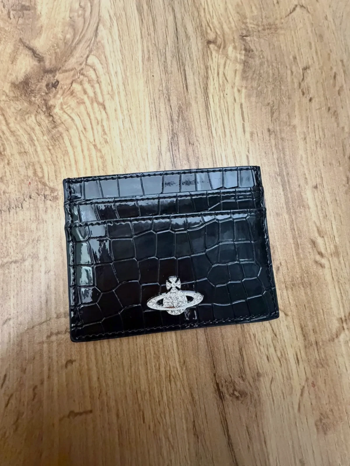 Porte-cartes Vivienne Westwood effet crocodile noir